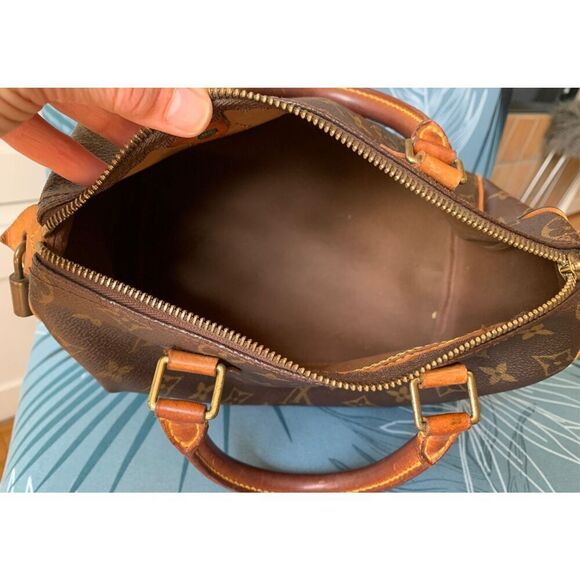 Louis Vuitton Speedy Shoulder Bag 30 Brown Canvas Monogram Purse WITH LOCK USA - Picture 10 of 16